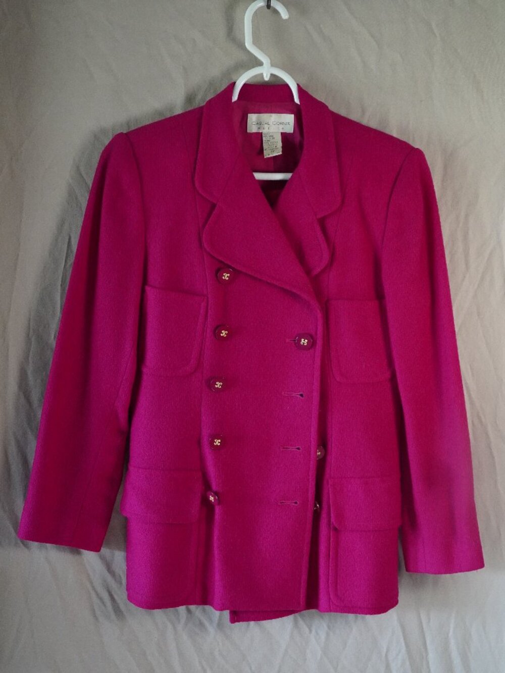 Vintage Casual Corner magenta double-breasted jacket+skirt